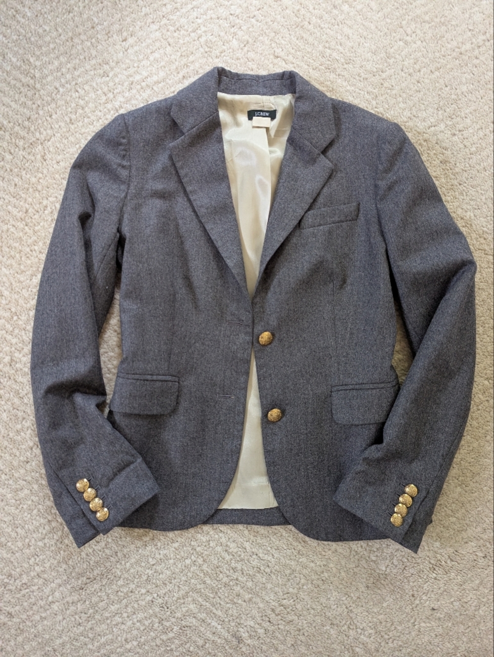J. Crew Gray Wool Blazer with Cream Lining